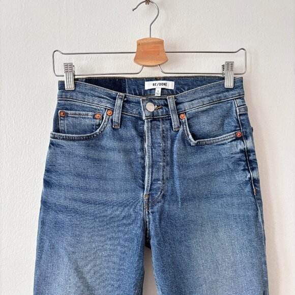 Re/Done 90's High Rise Ankle Crop Jeans in Dusk Destroy - Picture 6 of 13